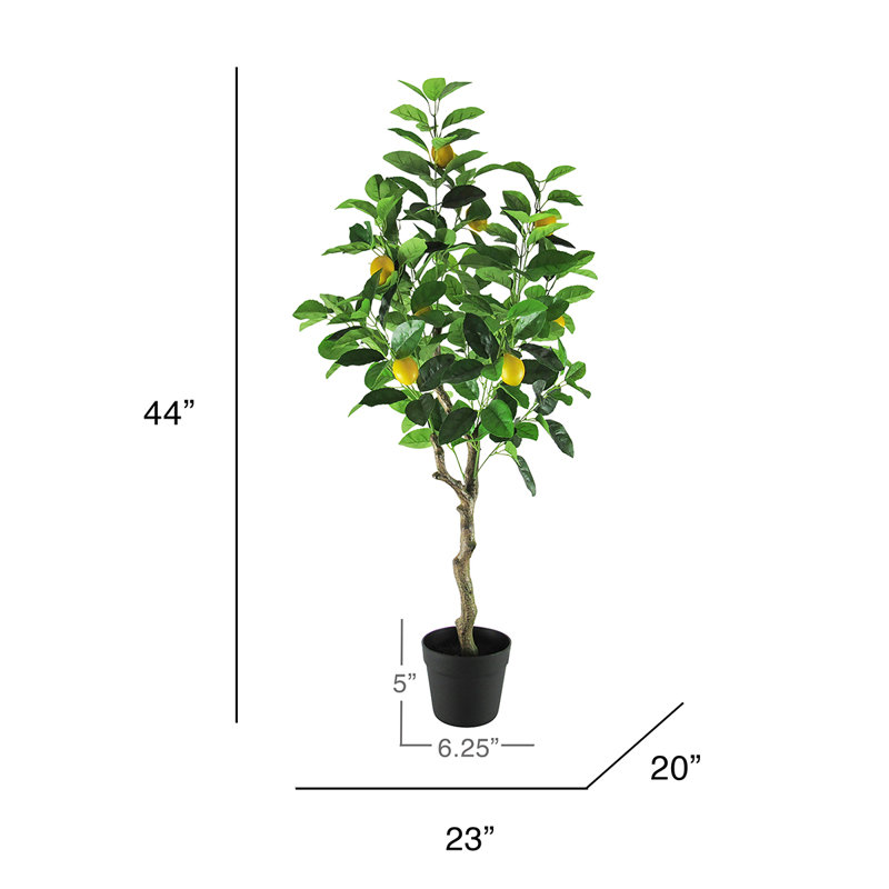 Primrue 44" Artificial Lemon Tree in Pot Wayfair